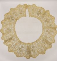 A long 19th century mixed Brussels lace collar, with 20 needle lace oval insertions, a similar wider