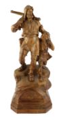 Jacob Abplanalp of Grindelwald, a carved group of William Tell and his son, standing upon a