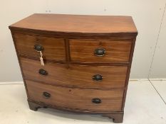 A Regency mahogany bowfront four drawer chest, width 92cm, depth 49cm, height 87cm
