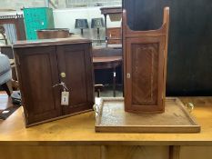 A small Victorian two door cabinet, width 37cm, depth 18cm, height 40cm, an Edwardian style wall