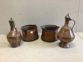 Four copper pots