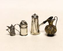 A late Victorian miniature silver chocolate pot, Saunders & Shepherd, Chester, 1894, 42mm, a