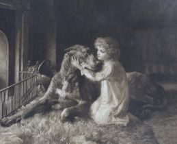 Herbert Dicksee (1862-1942), etching, 'Her First Love', signed in pencil, publ. 1896, 56 x 66cm