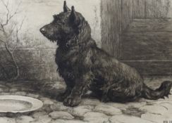 Herbert Dicksee (1862-1942), etching, 'Forgotten', signed in pencil, publ. 1923, inscribed label