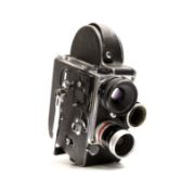 A Paillard Bolex H16 16mm cine camera in its case with lenses
