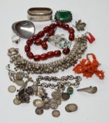 A quantity of assorted jewellery including costume, a pair of Danish sterling ear clips, a 1960's