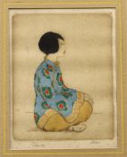 Dorsey Potter Tyson (American, 1891- 1969), colour etching, ‘Chinese Girl’, signed in pencil, 14 x