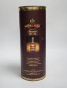 A bottle of Royal Oak Trinidad rum, boxed