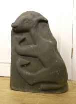 A large Shona stone relief of a deer, 1960s-70s, signed JUNI? 63cm high
