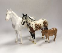 Three ceramic horse models, to include Beswick, Doulton, Sylvac, tallest 23cm