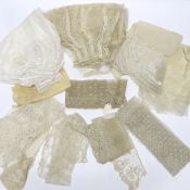 A collection of mostly 19th century French and English needle and bobbin lace trimmings, white