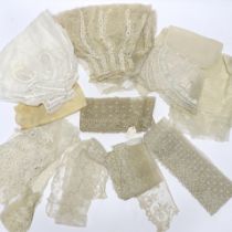 A collection of mostly 19th century French and English needle and bobbin lace trimmings, white