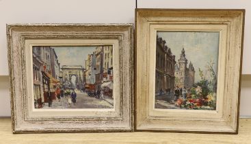 André Michel (French, b.1945), pair of impressionist oils on canvas, Parisian street scenes, signed,