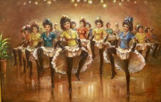 Nazzareno D'Angelo, oil on canvas, Dancers on stage, signed, 49 x 75cm