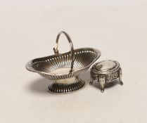 An Edwardian miniature silver model of a basket, by Levi & Salaman, Birmingham, 1907, 56mm, together
