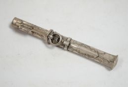 A Korean or Japanese white metal eating utensil set, 16cm