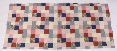 A patchwork bedcover, designed with Laura Ashley, 20th century fabrics, 215cm x 215cm sq.