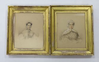 Victorian school, pair of pencil and watercolours, portraits of young ladies, one inscribed