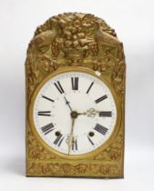 A 19th century French eight day longcase clock movement, with circular enamelled dial with