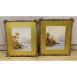 Sydney Lawrence (1858-1940), pair of watercolours, Italian mountainous lakeside scenes, signed, 40 x