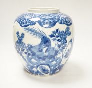 A late 19th Chinese blue and white ginger jar, bearing Kangxi marks, c.1880