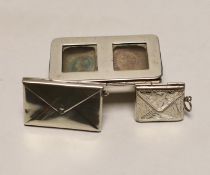 A late Victorian novelty silver double stamp case, modelled as a trough, Levi & Salaman, Birmingham,