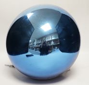 A large blue witch’s ball, 30cm diameter