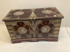 A 19th century brass studded hardwood Zanzibar chest, width 111cm, depth 55cm, height 67cm