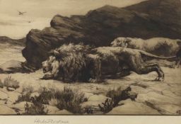 Herbert Dicksee (1862-1942), etching, 'The Marauders', signed in pencil, publ. 1890, exhibited in