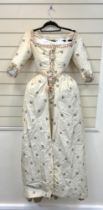 A rare 18th century, possibly Spitalfields, cream silk ladies dress, circa 1770-1780, made in the