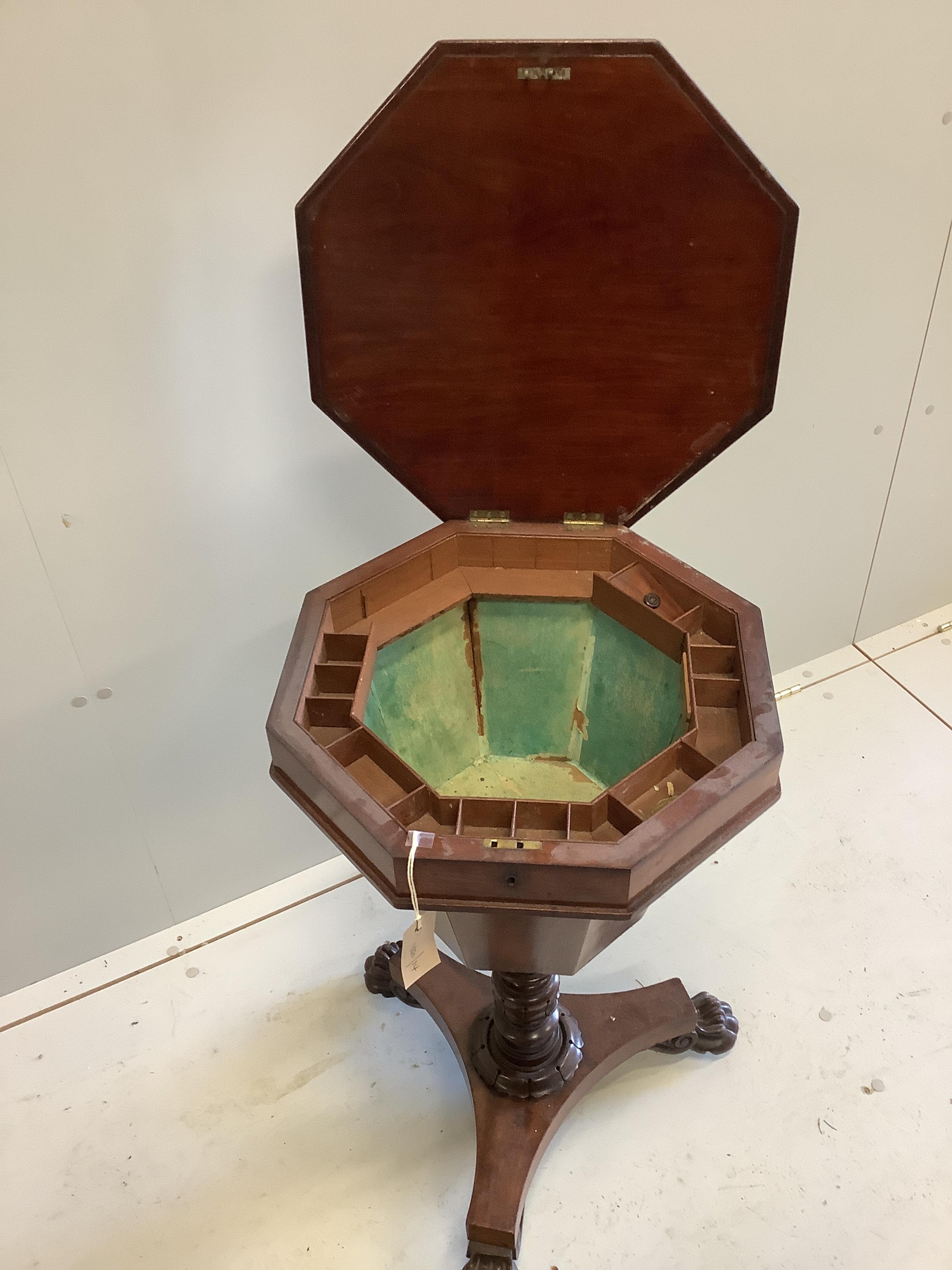 An early Victorian octagonal mahogany trumpet work table, width 42cm, height 74cm - Image 2 of 2