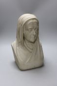J.S. Westmacott 1866 - a Carrara marble bust of a lady, possibly Florence Nightingale, 36.5cms high