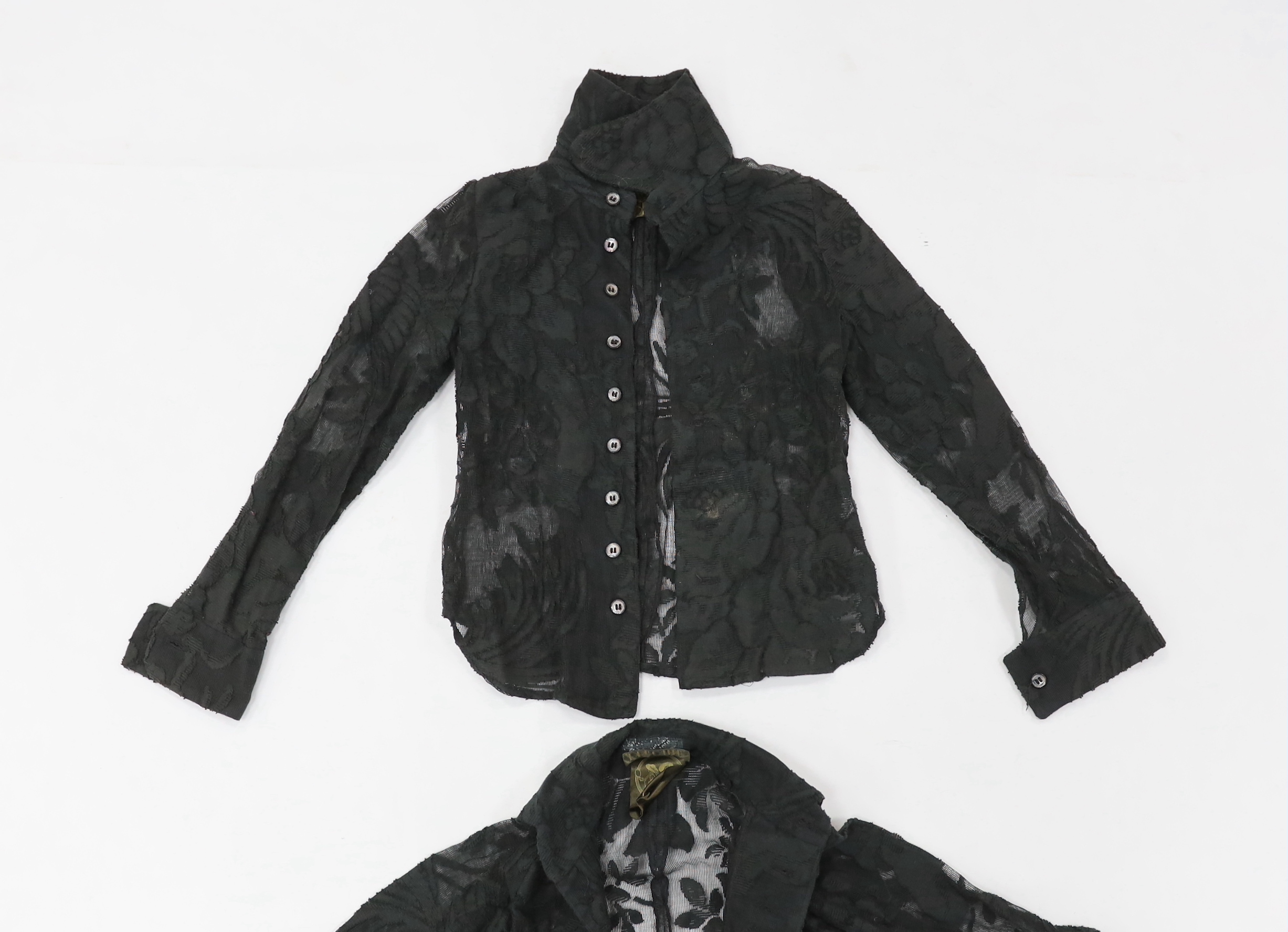 Two unusual 1969-70 Biba children’s unisex black lace shirts, - Image 3 of 3