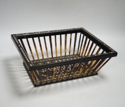 A 19th century Sri Lankan porcupine quill basket, 26 x 20.5 x 9cm