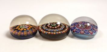 Three paperweights, Perthshire and two others