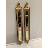 A pair of narrow Regency style wall mirrors, width 16cm, height 118cm