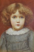 William Mainwaring Palin (1862-1947), pre-raphaelite style watercolour, Portrait of a child,