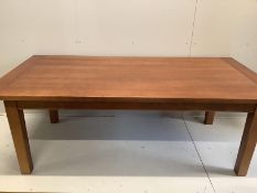 A contemporary Mark Elliot rectangular cherry wood dining table, width 214cm, depth 107cm, height