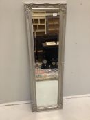 A Victorian style rectangular robing mirror, width 43cm, height 135cm