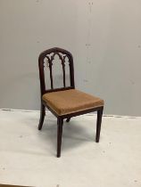 A Victorian Gothic Revival side chair, height 86cm