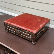 An 18th / early 19th century Portuguese tortoiseshell box with bone inlay and silk velvet lining