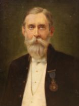 Early 20th century French School, oil on canvas, portrait of a bearded gentleman wearing a medal,