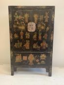 An India Jane Chinese lacquer two door cabinet, width 109cm, depth 39cm, height 180cm