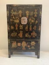 An India Jane Chinese lacquer two door cabinet, width 109cm, depth 39cm, height 180cm