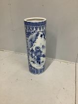 A modern Chinese blue and white stick stand, height 77cm