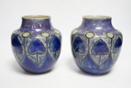 A pair of Royal Doulton stoneware vases, 16.5cm