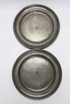 A set of six 18th century French pewter plates, by Jean Baptiste Oudart, Lille, 27cm