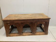 A 19th century Gothic Revival rectangular pine centre table, width 170cm, depth 83cm, height 73cm