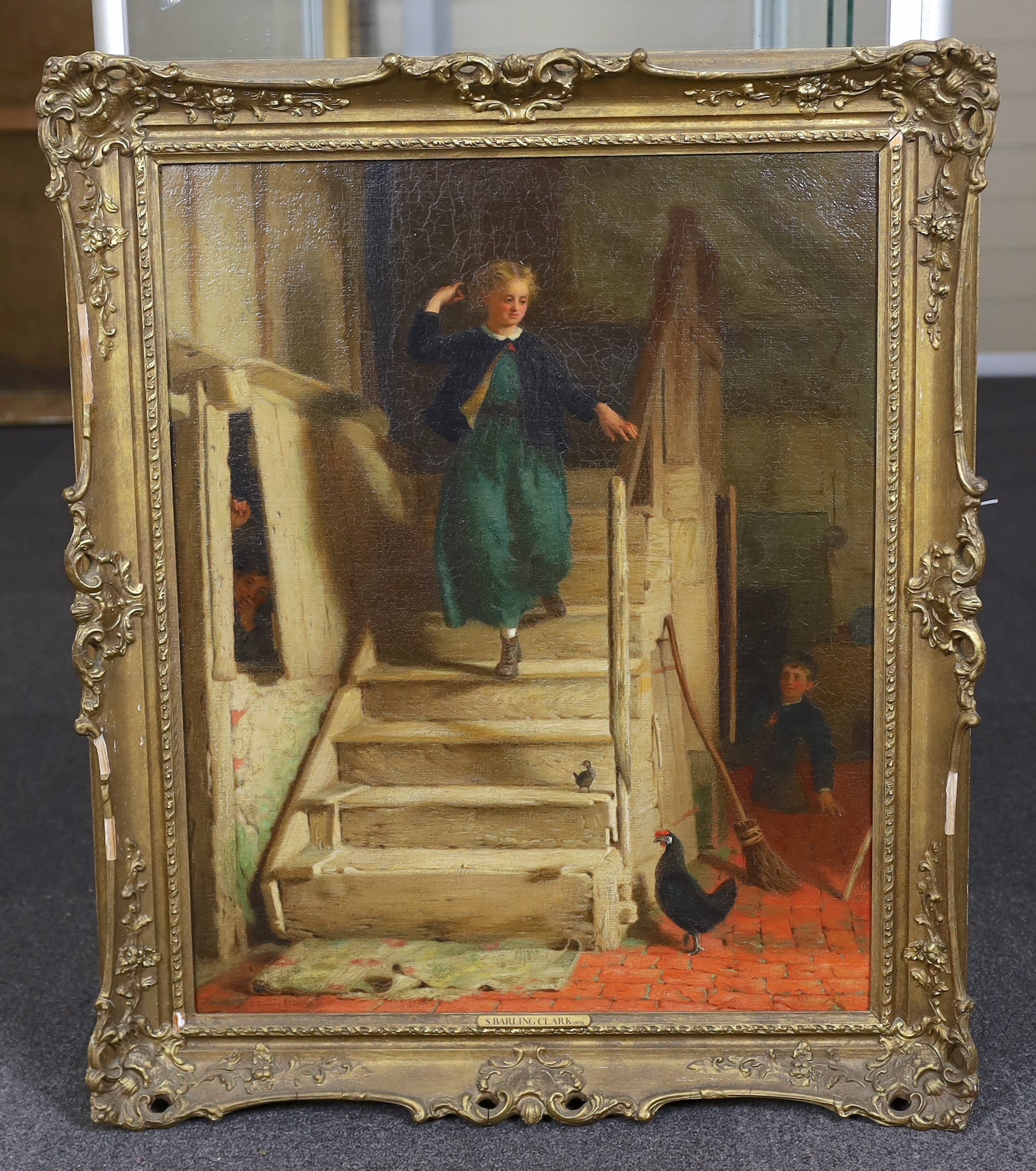* * Samuel Barling Clarke (English, fl.1852-1878), oil on canvas, 'Hide and Seek', signed and - Image 2 of 4