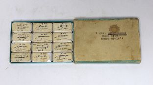 A sample box of vintage Swiss ‘Moon Blue Hours’ watch hands